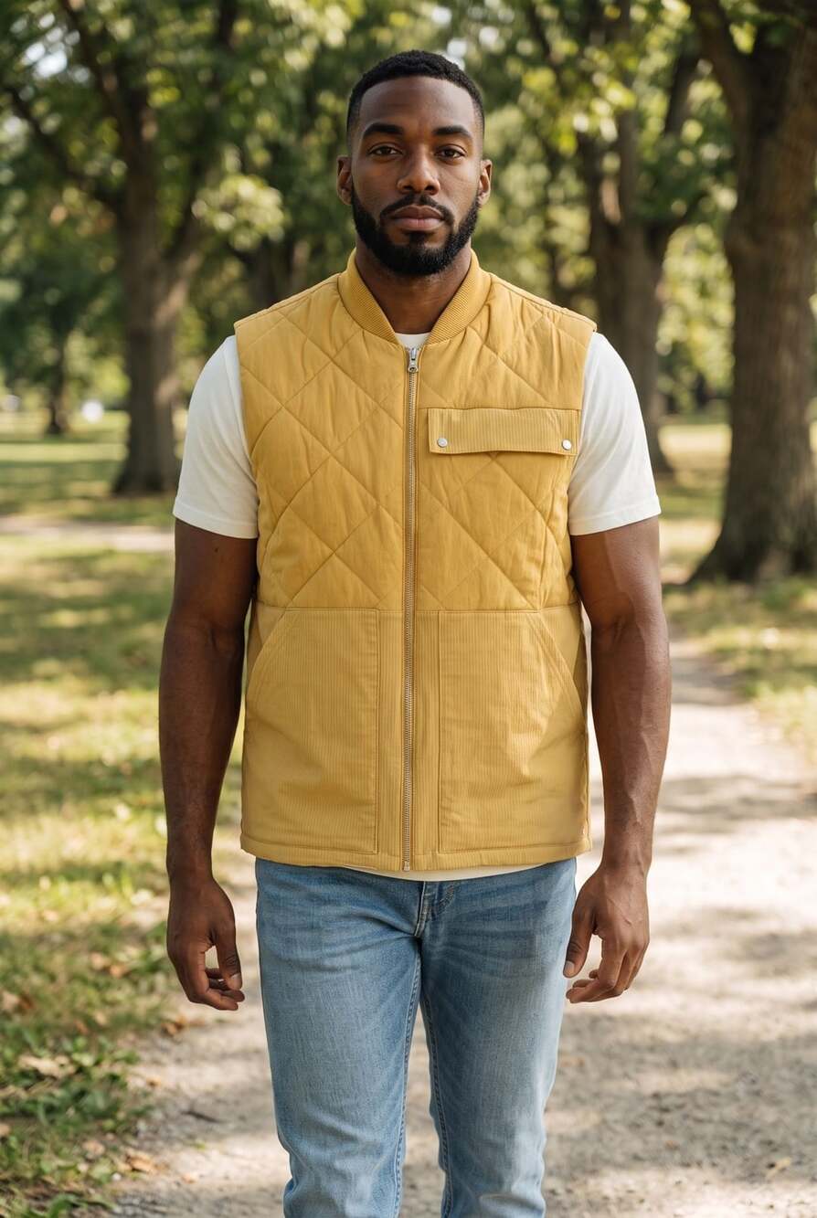 Adidas Go-To Quilted DWR Vest Size L Yellow